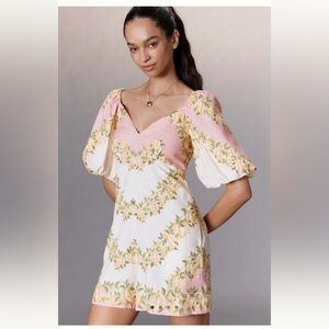 Farm rio v neck puff sleeve linen romper